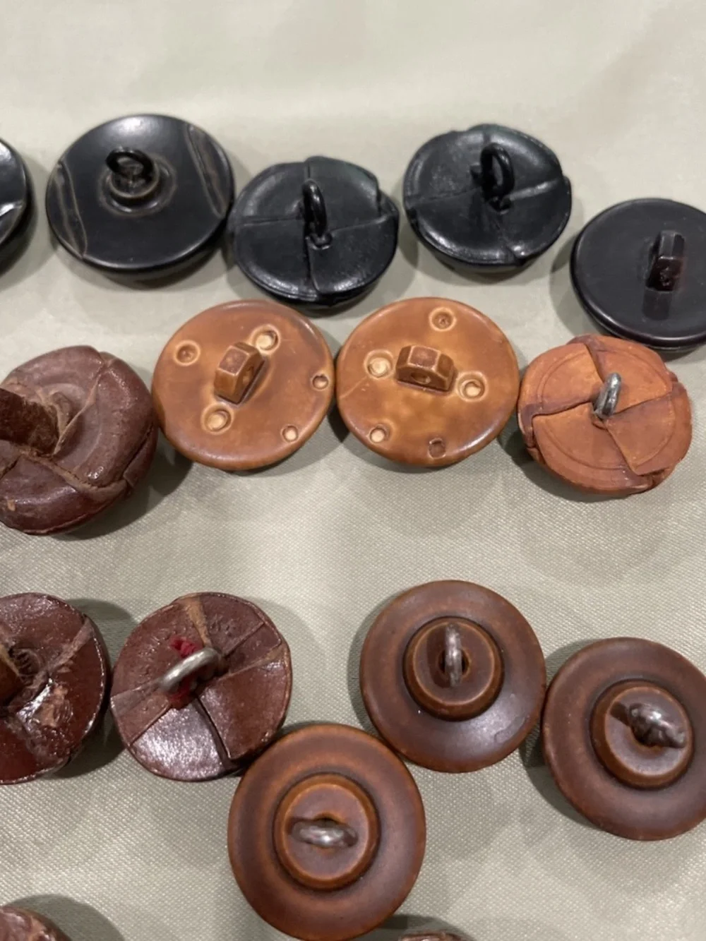 Brown Leather Buttons Vintage Braided Shank Button Lot of 51 for Coats Blazers